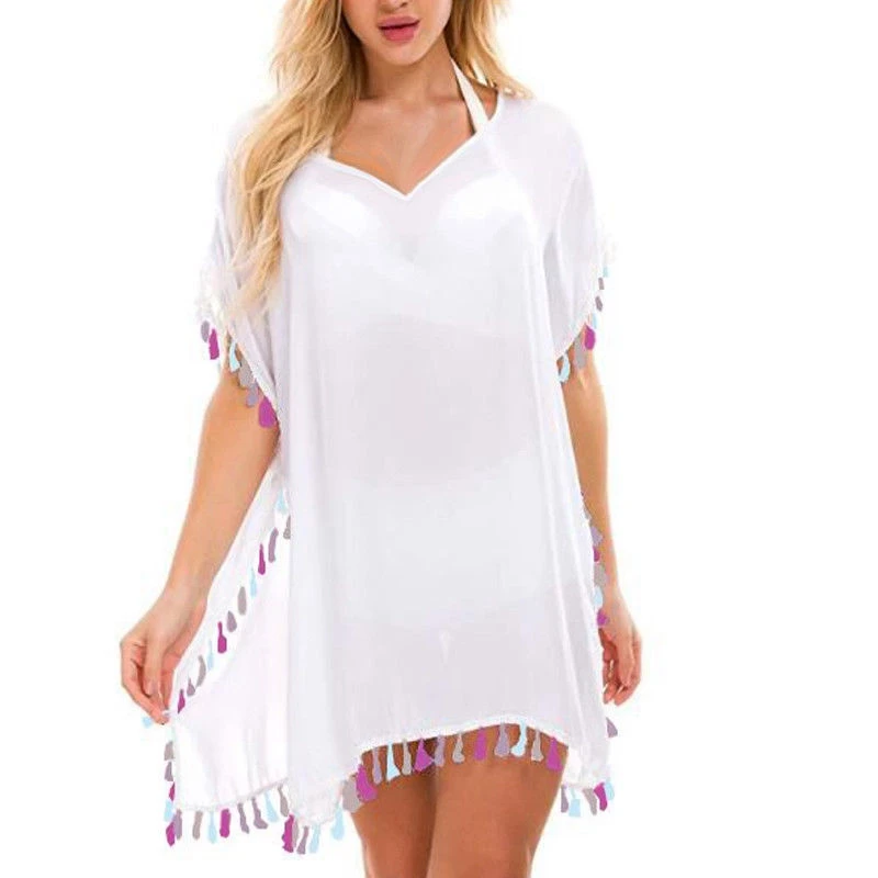 

Womens Sexy Summer Beachwear Summer Solid Swimwear Bikini Beach Wear Cover Up Kaftan Ladies Dress