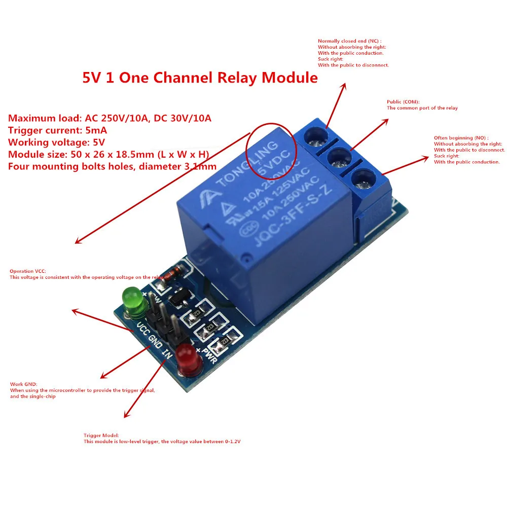 5 V 1 Um Canal Módulo de Relé de Baixo Nível para Controle de SCM Household Appliance para arduino DIY Kit