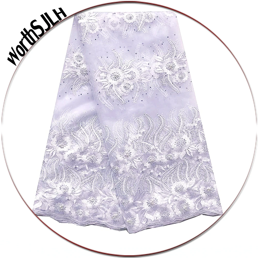 

Best Selling High Quality White Lace Fabrics Latest African French Beaded Net Lace Fabric 2019 Fushia Pink Dress 3d Lace Fabric