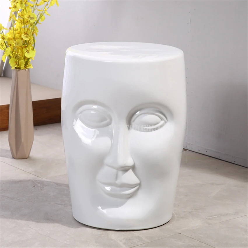 

Creative Chinese Ceramic Human Face Stool Living Room Decoration Hotel Shopping Mall Drum Leisure Stool Designer Furniture