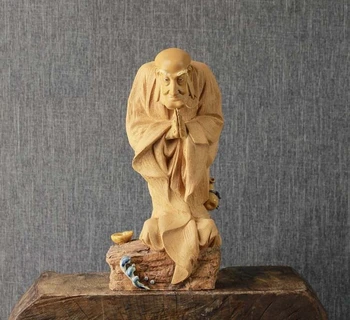 

16'' china porcelain pottery handwork carvings buddhism old monk arhat statue