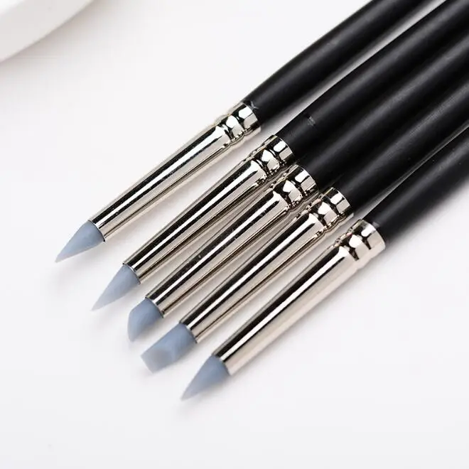 1 set/5pc Silicone Brush Decorating Pen Sugar Craft Tool Fondant Shaping Pen Cake Biscuit Cupcake Decorating Cake Tools