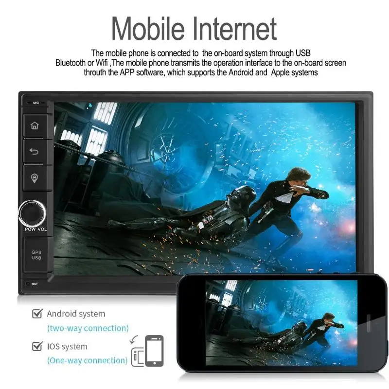 7 дюймов сенсорный экран 1080P 2Din авто радио 4G WiFi ADAS A2DP Bluetooth четырехъядерный Android 7,1 автомобильный стерео радио головное устройство gps