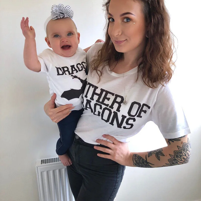 Одинаковые футболки с надписью «Игра престолов» Детская забавная футболка «Мама и сын», «Мама и дочь» Топы «Мама Драконов»