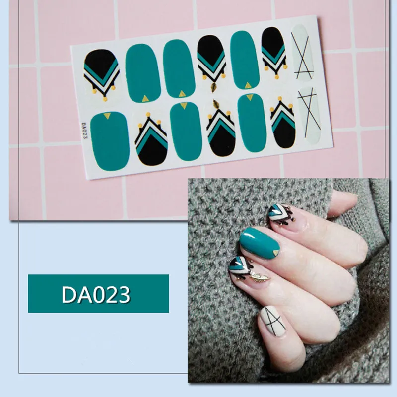 15 листов цветной дизайн ногтей наклейки Наклейки полное покрытие водонепроницаемые наклейки на ногти обертывания Маникюр слайдер для женщин