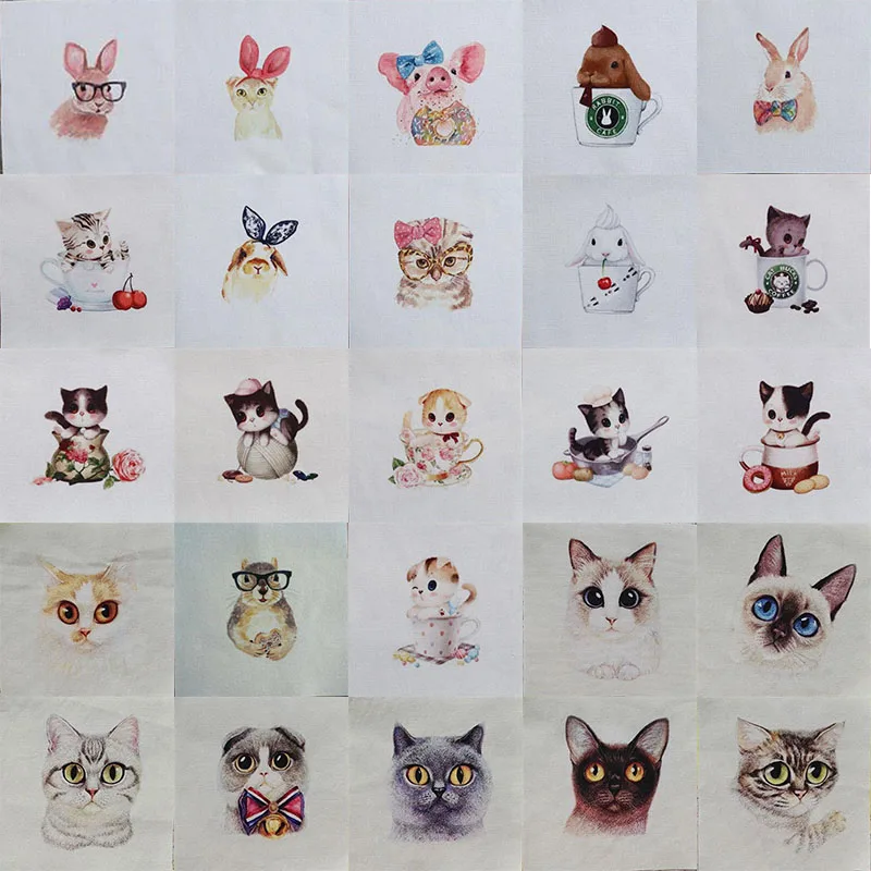 

Cotton Fabric Cat Rabbit design 12cmx12m Patchwork cloth sewing DIY Patchwork Hand Embroidery Quilting Bags