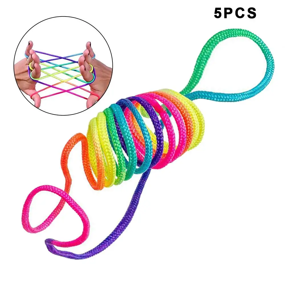 Детский Радужный цветной нитью ремень для игрушек Палец веревка головоломка создает различные фигуры - Цвет: 5Pcs