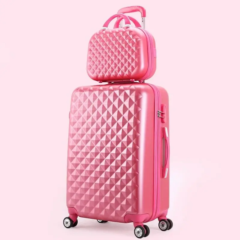 Дети Прекрасный комплект багажных сумок на колесиках женщин тележка чемодан для девочек розовый Забавный Спиннер бренд ручной клади дорожная сумка против косметичка - Цвет: red(set)