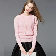 Spring Women's Long Sleeve Lace Panel Sleeve Turtleneck Round Neck Pink Sweater lace panel scrunch long sleeve top