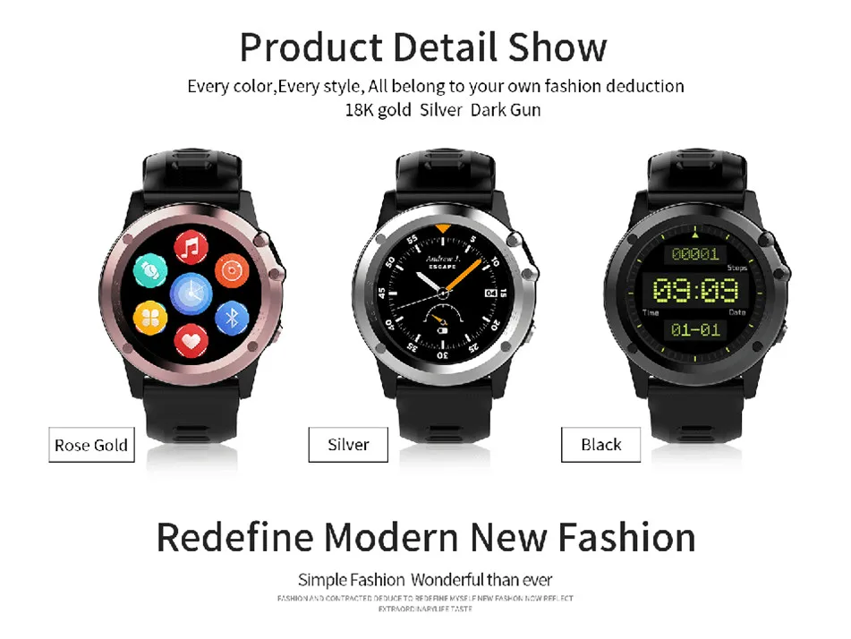 YKSO IP68 Professional Waterproof smart watch  Android 4.4 GPS watch H1 wearable device Support 3G SIM card smartwatch (13)