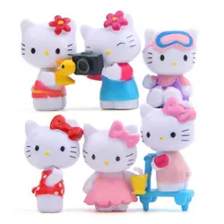 6 шт./компл. Kawaii рисунок «Hello Kitty» цифры игрушки DIY ремесла украшения Дети Рождественские подарки PVC Фигурки Модель игрушки