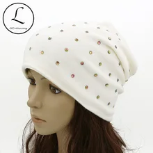 GZHILOVINGL Весна Зима Хип-Хоп Хлопок Блеск Skullies И Beanies Женщины 2016 Высокая Мода Женская Шляпа Skullies Gorros Крышка