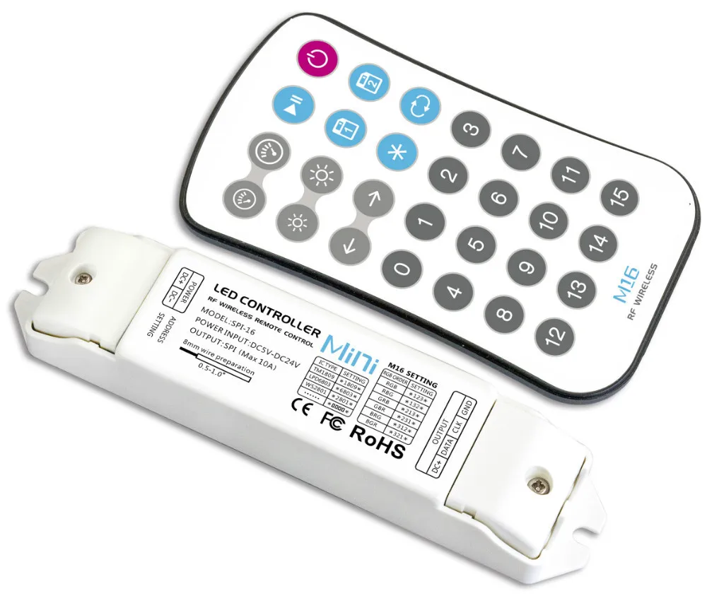

SPI-16 & M16+;MINI RF SPI LED pixel controller;DC5-24V input