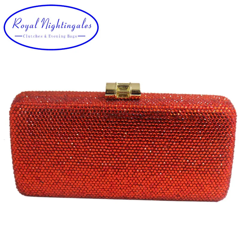 

Hot Red Crystal Clutch Evening Bags for Womens Party Wedding Bridal Crystal Evening Clutches
