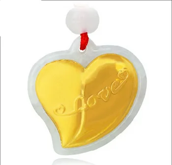 

Hot sale 100% Natural /Jadeite 24k 999 Yellow Gold LOVE HEART Pendant