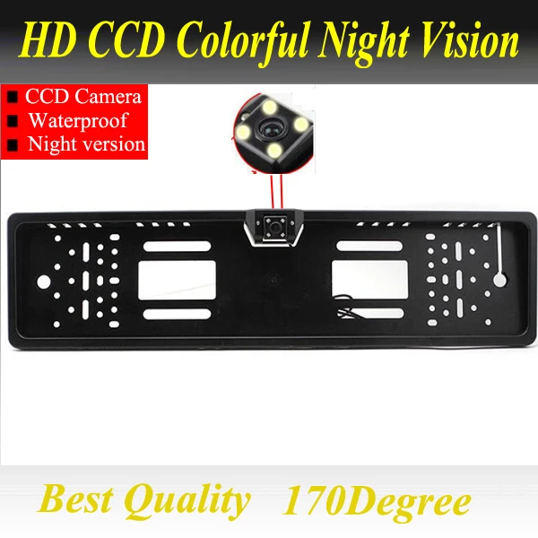 For CCD HD car rear view camera backup reverse Universal camera European License Plate Frame night vision with LED camera