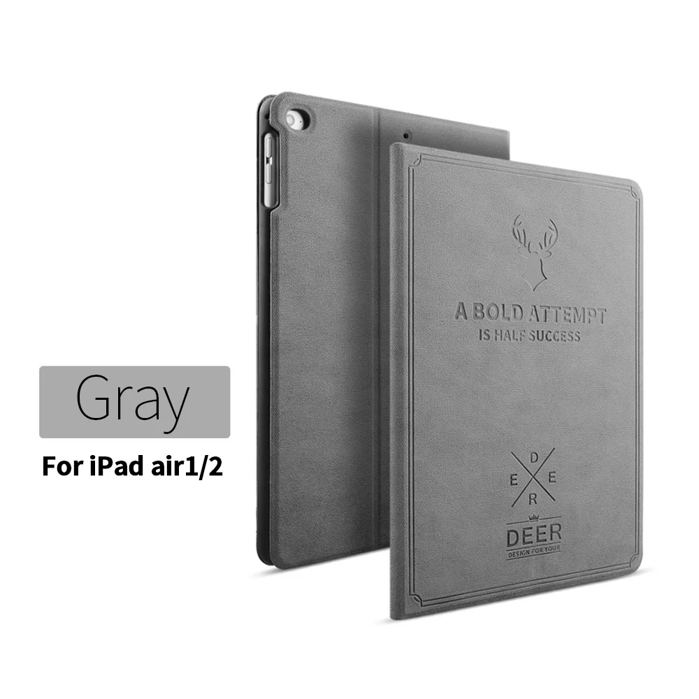 Caseier подставки в стиле ретро защитный чехол для IPad Air 1 2 чехол Роскошный PU Funda для Ipad Mini 1 2 3 Smart Sleep Coque Carcasa чехлы - Цвет: Gray