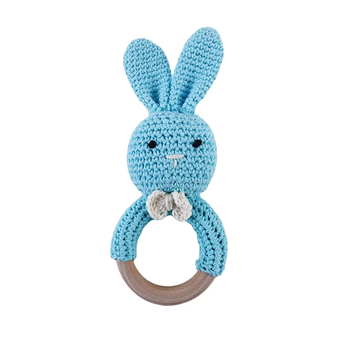 Baby Bunny Ear Teether Wooden Teething Ring Newborn Sensory Toy Shower Gift safe Bunny Baby Molar Bracelet Wooden Molars Toys
