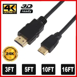 1 м, 1,5 м, 3 м, 5 м Высокоскоростной HDMI к мини HDMI штекер HDMI кабель конвертер адаптер 1,4 Версия 1080 p 3D для планшетов DVD