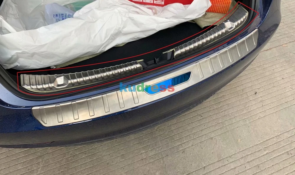 Для Tesla модель 3 автомобильный Стайлинг из нержавеющей стали внутренний Задний бампер протектор Подоконник багажник рельефная пластина отделка Аксессуары