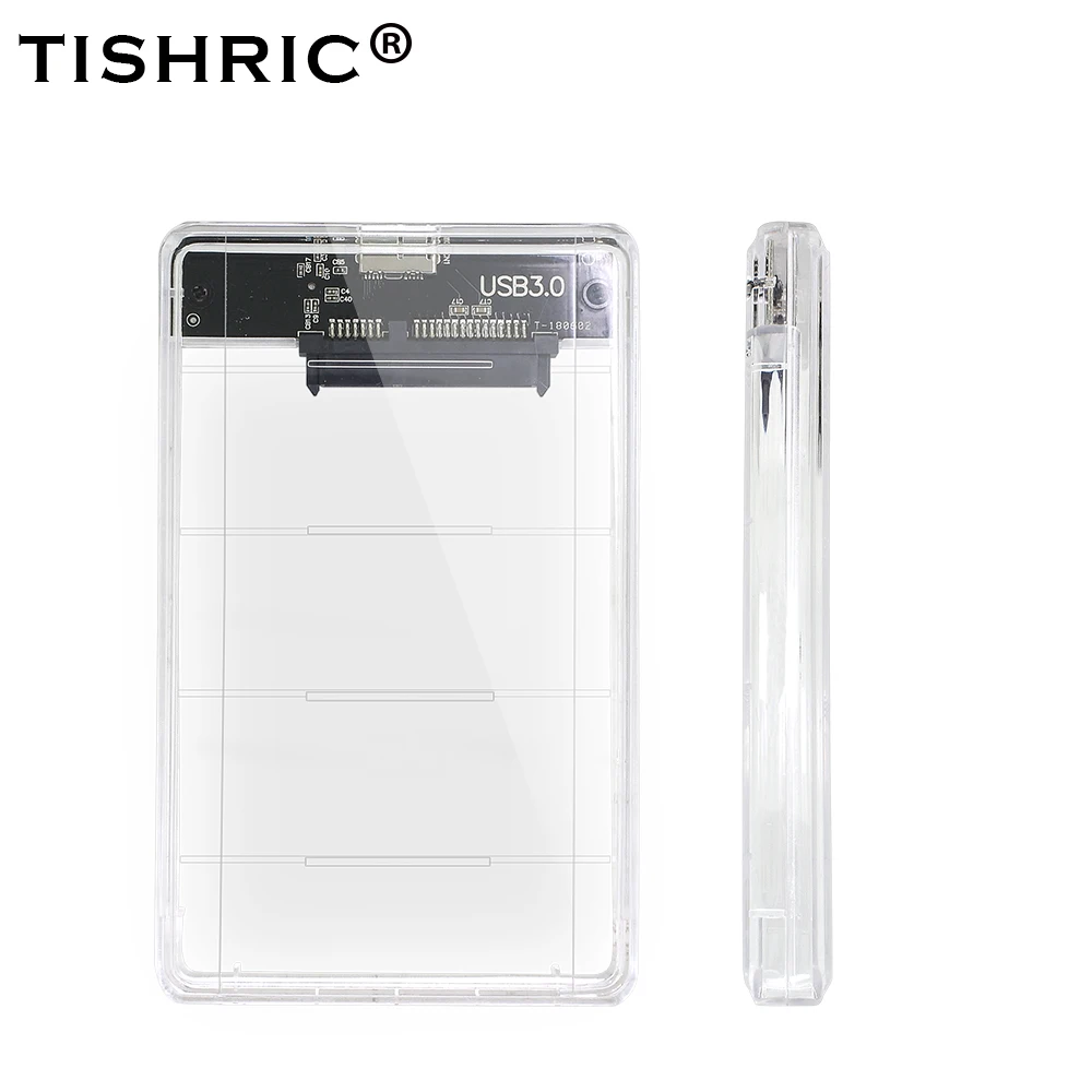 

TISHRIC Transparent 2.5 HDD/SSD Case Box Hard Drive Enclosure Sata to USB 3.0 Adapter UASP Protocol Up to 2TB Hard Disk Case