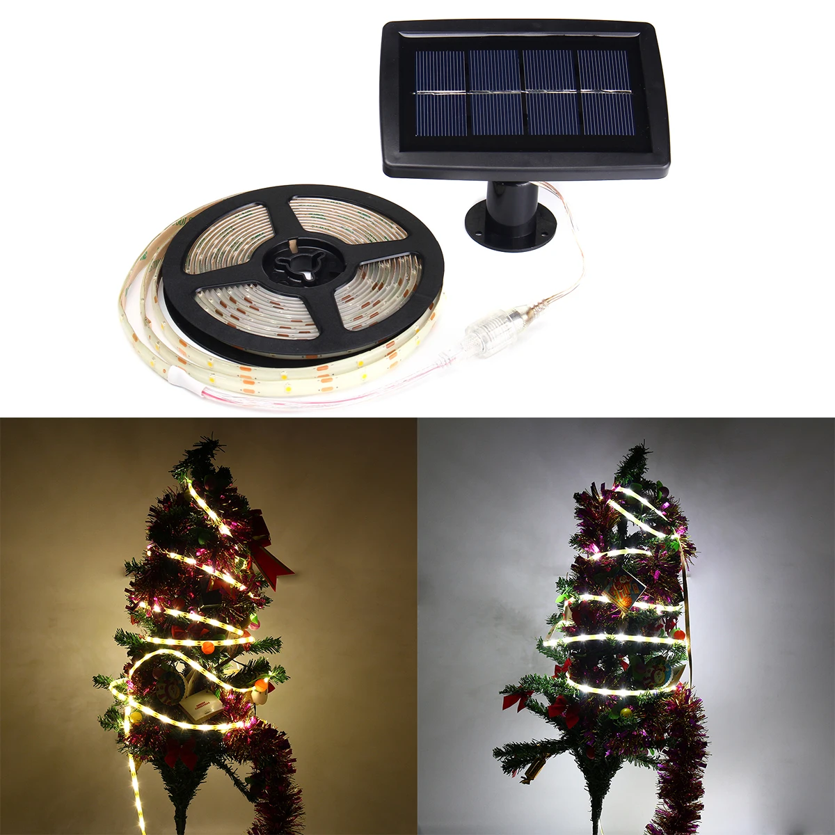 5M SMD2835 Waterproof Solar Powered LED Strip Light for Christmas Outdoor Garden Decor DC12V