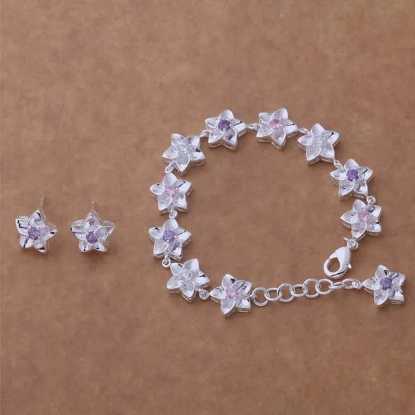 

wholesale High quality silver Fashion jewelry bracelet earrings WT-127