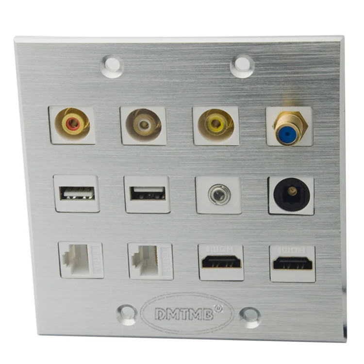 Dual RJ11 TEL Socket Assorted Panel Faceplate TV Wall Face Plate 3RCA AV