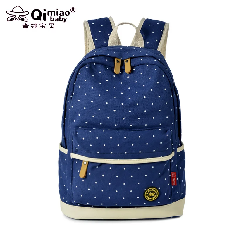 2017 New font b Women s b font Backpacks Printed Wave Point Canvas Shoulder Bag Large