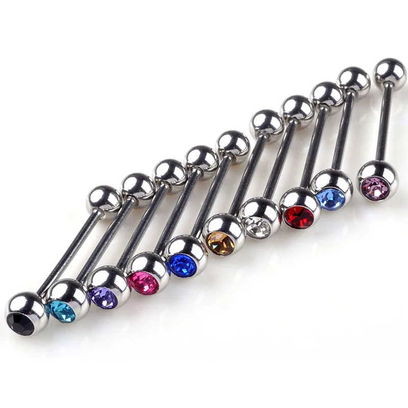 

Stainless Steel Cartilage Tragus Barbell 19mm Tongue Ring Piercing Ear Nail Ear Clasp Ear Bone Barbell Body Jewelry 1PC