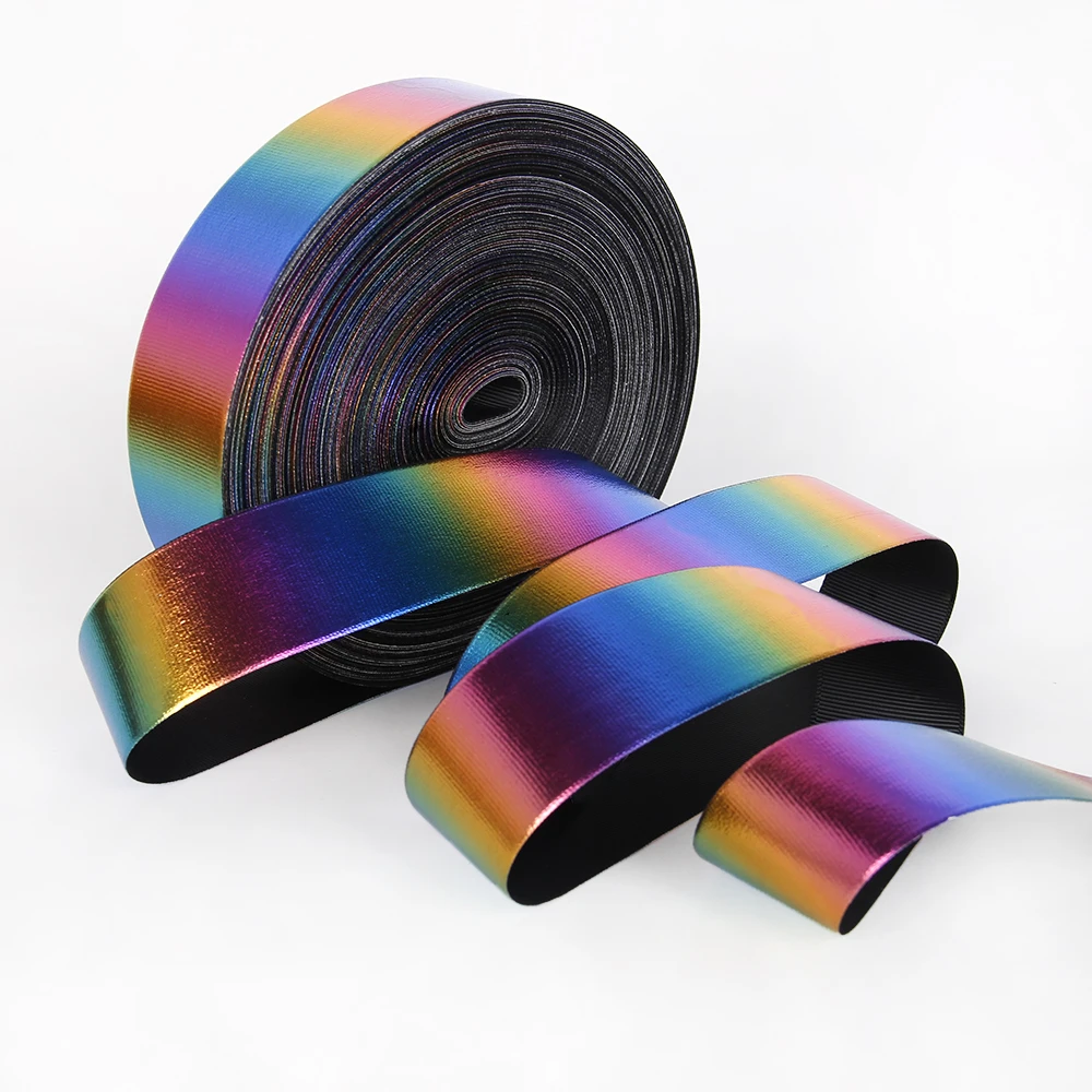 David accessories 1.5" 38mm Rainbow Silver Laser Ribbon 10Y,Gold