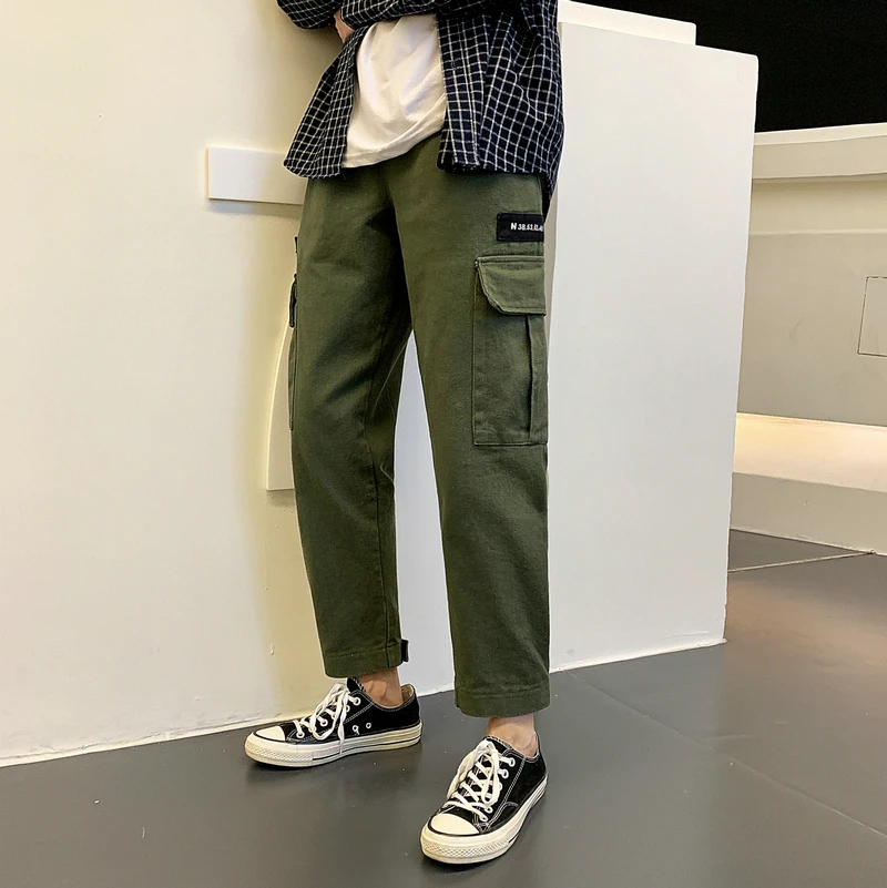 Army green Новые летние модные Для мужчин печати для отдыха хлопковые повседневные штаны-шаровары черный/зеленый Цвет Марка Брюки плюс Размеры M-2XL - Цвет: Army green