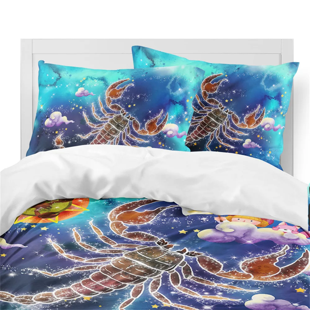 العقرب كوكبة طقم سرير منام الكرتون حاف مجموعة غطاء الملونة غالاكسي الفراش المخدة الاطفال ديكور غرفة نوم D40 العقرب كوكبة طقم سرير منام الكرتون حاف مجموعة غطاء الملونة غالاكسي الفراش المخدة الاطفال ديكور غرفة نوم D40