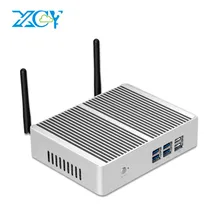 XCY X32 безвентиляторный мини ПК Intel Pentium 4405U HDMI VGA 6* USB 300 Мбит/с WiFi HTPC микро настольный компьютер NUC Windows 10 Linux