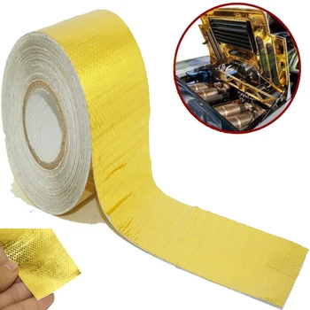 

10 Meter * 5cm Car Continuous Reflective Barrier Heat Shield Self-Adhesive Fiberglass Wrap Tape Free shipping