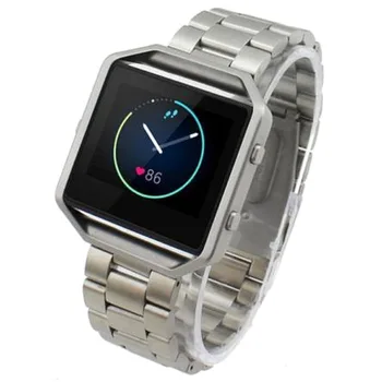 

YCYS-For Fitbit Blaze Smart Watch Stainless Steel Bracelet Strap Watch Band Silver
