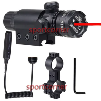 

Hunting Tactical Red Dot Laser Sight Rifle Gun Scope with rail Barrel Mount Cap Pressure Switch Black