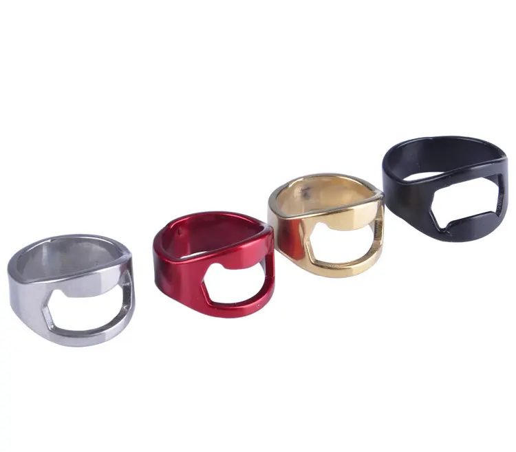 

400pcs mixed color Stainless Steel Silver Finger Rings Bottle Opener Bar Beer Tool, Customer logo is free