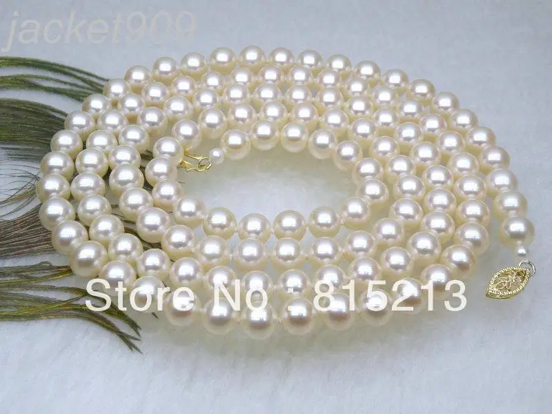 

ddh001762 Fine round AAA+ 7.5-8mm white akoya pearl necklace 14kt gold