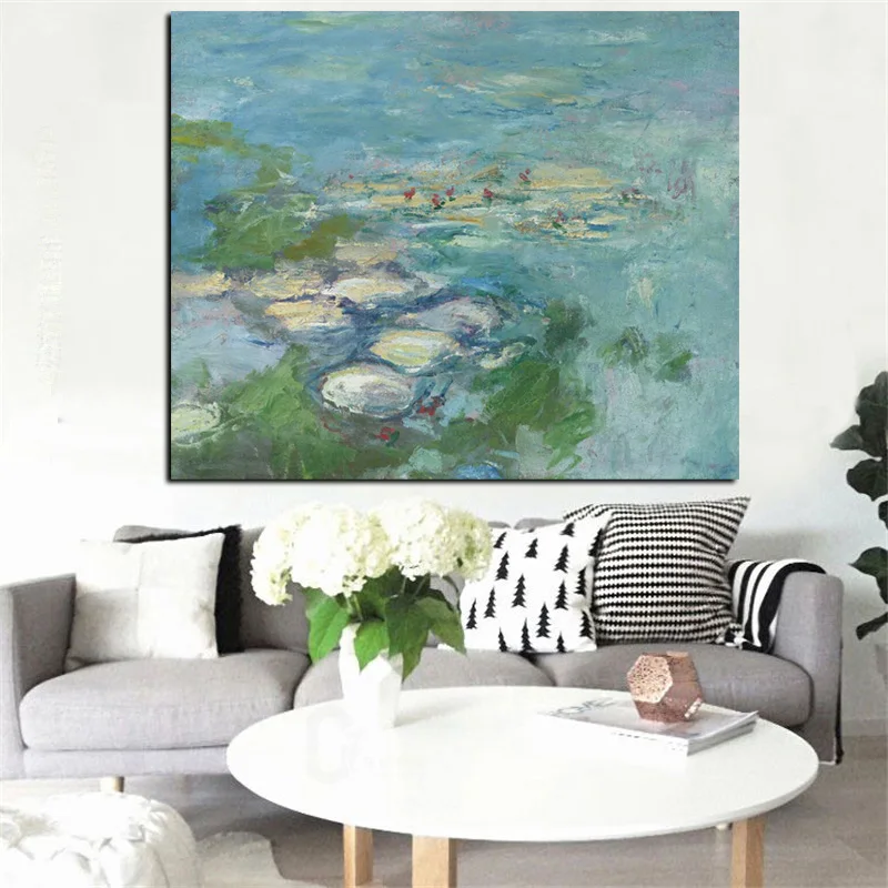 Print Wall Art Canvas Claude Monet Water Lily Pond Oil Painting Lotus Oil Painting Impressionist Poster Picture for Living Room