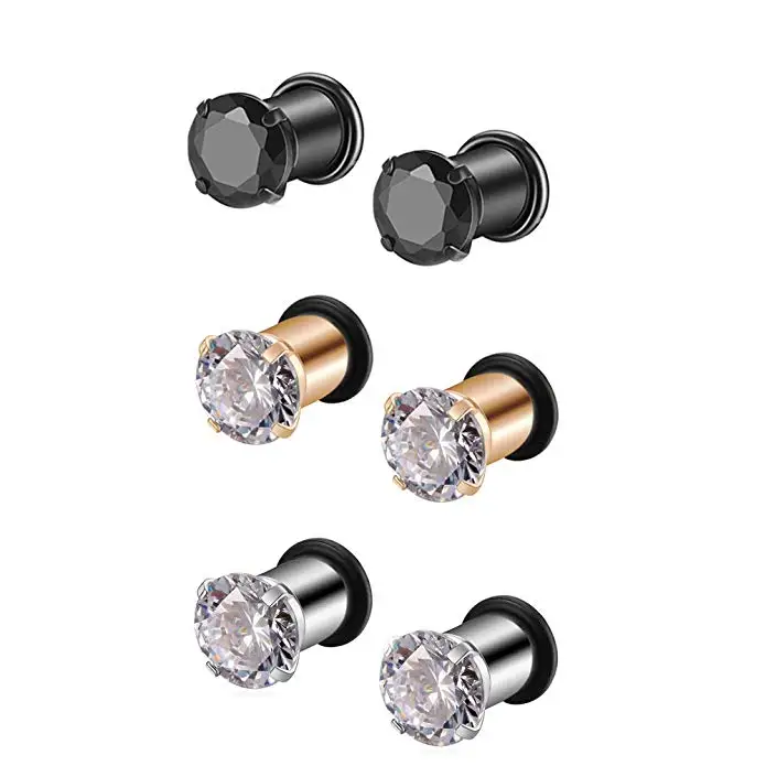 

2pcs Crystal meteorite stainless steel Gauges For Ear auricle for expanding ear hole amplifier stretching For Men Women