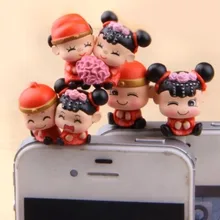 Высокое качество kawaii китайская Свадьба Жених невесты влюбленных Анти пылезащитный Разъем для телефона милый ушной колпачок для наушников