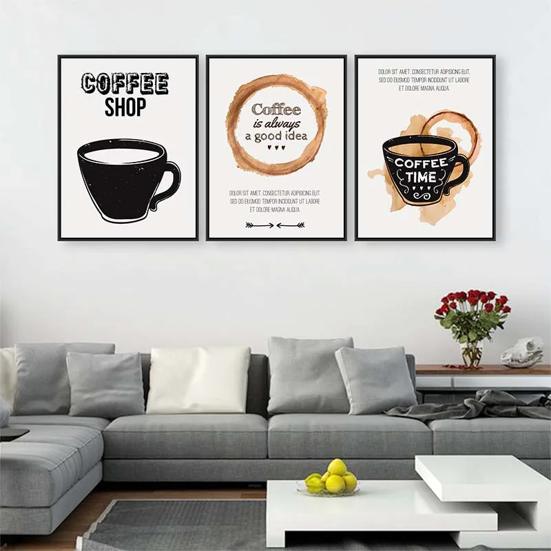 Quiet Time Black Coffee Cup Home Decoration Mural Canvas Painting Modern Nordic Art Coffee Posters Without a Frame