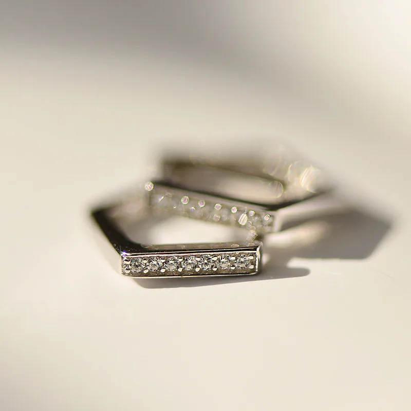 mini cz geometric earring 100% 925 Sterling silver Jewelry fashion Hypoallergenic Stud earrings for women gift