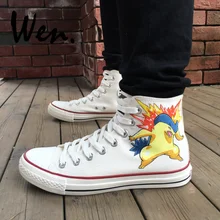 Wen Аниме Покемон ручная роспись обувь дизайн пользовательские тифлосия высокие холщовые кроссовки для мужчин и женщин тренировочные кроссовки плимсоллы