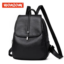 

WONZOM Vintage Small Women's Leather Backpacks Female School Shoulder bags for Teenage Girls Waterproof Travel Backpack zaino
