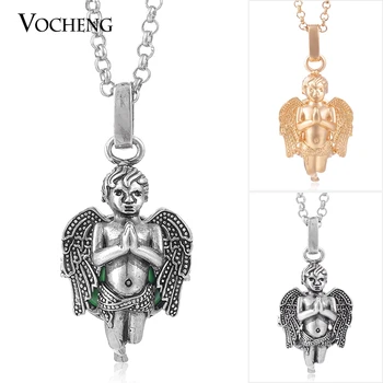 

10pcs/lot Vocheng Baby Chime Jewelry 2 Colors Plated Copper Metal Pendant Cage Necklace with Stainless Steel Chain VA-082*10