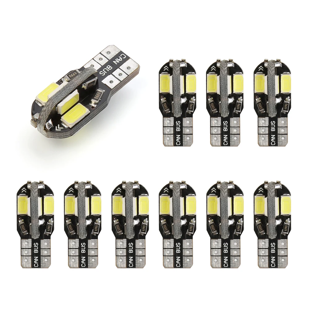 20 шт T10 белый 5730 8SMD светодиодный лампочка для салона автомобиля Canbus Error Free светодиодный 12V автомобиль клиновидные боковые светильник белый авто лампы для укладки волос