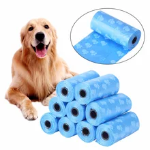 Лидер продаж 10 рулон = 150 шт. биоразлагаемые, для домашних животных, собак отходов Корма сумка с принтом собачка мешок уборки мусора мешок Палочки для декоративной косметики