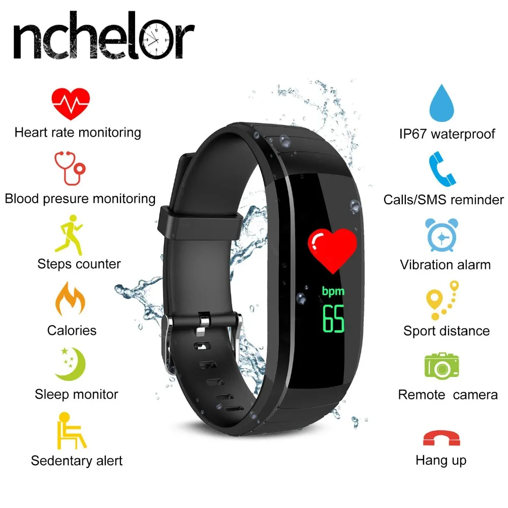 

Smart Fitness Tracker Band with Color Screen Heart Rate Monitor Blood Pressure Monitor Watch for Men Women Intelligent Bracelet